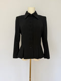 Givenchy Paris Black Structured Peplum Blazer Jacket | Tailored Button Front Designer Jacket Size 40