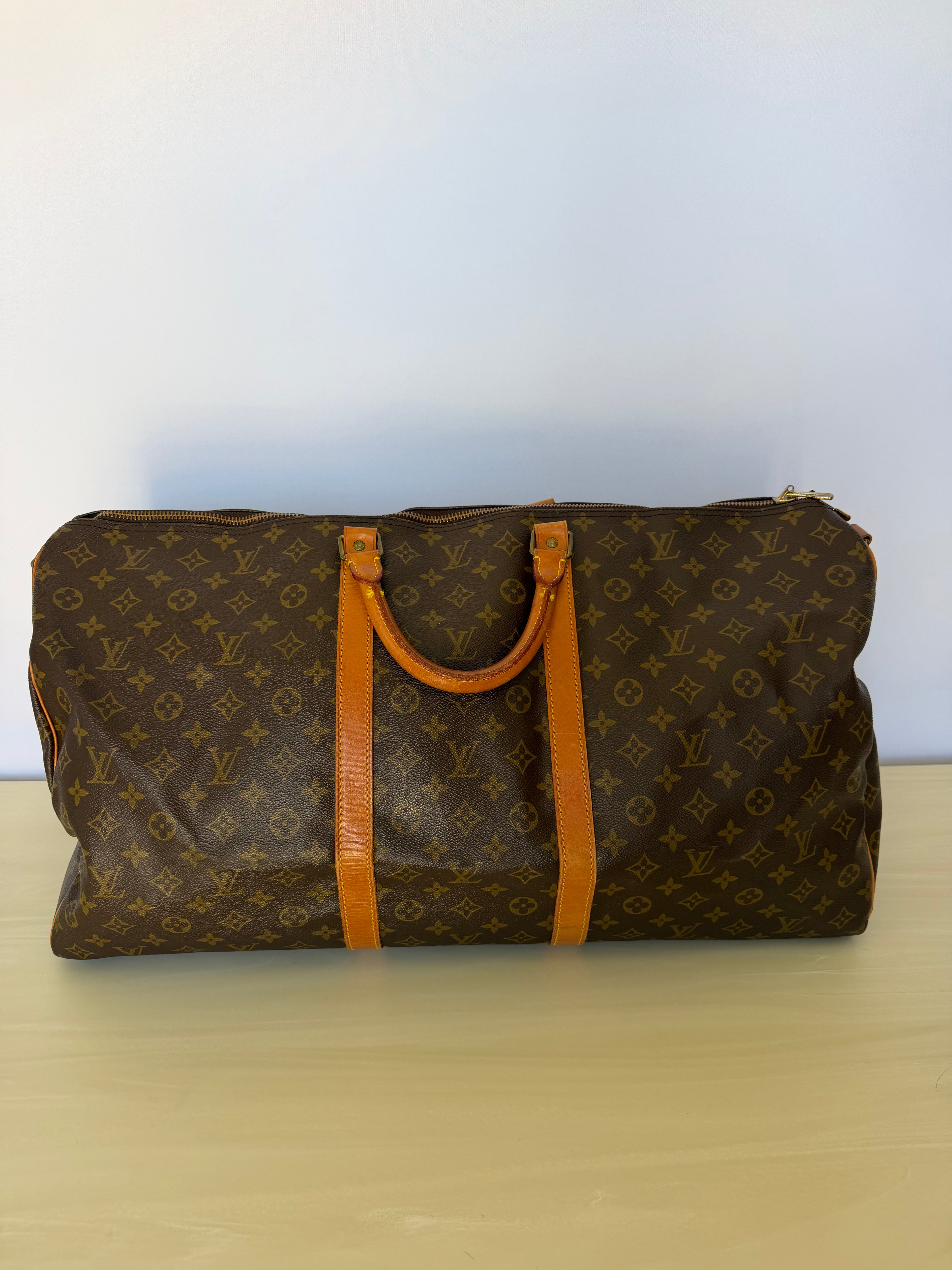 Louis Vuitton Vintage Monogram Keepall 60 Bandoulière Travel Duffel Bag with Strap