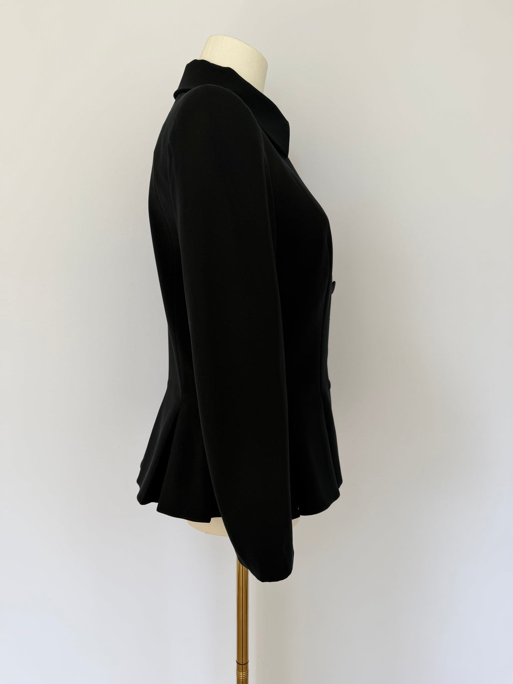 Givenchy Paris Black Structured Peplum Blazer Jacket | Tailored Button Front Designer Jacket Size 40