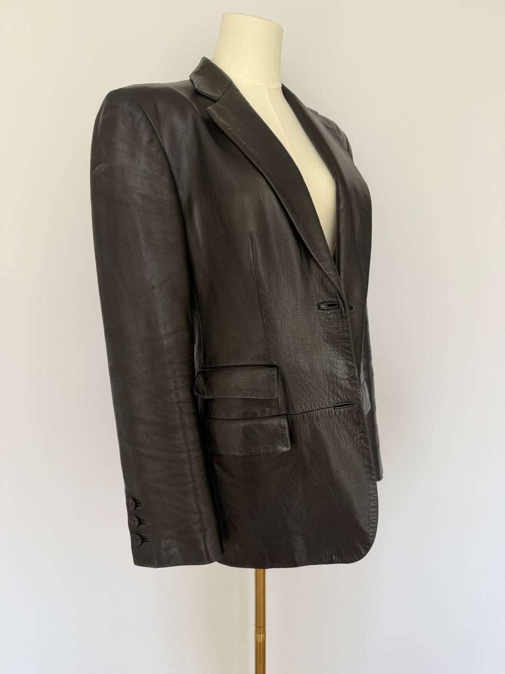 Vintage Gucci Black Leather Blazer Jacket | Tailored Minimalist Tom Ford Era Style