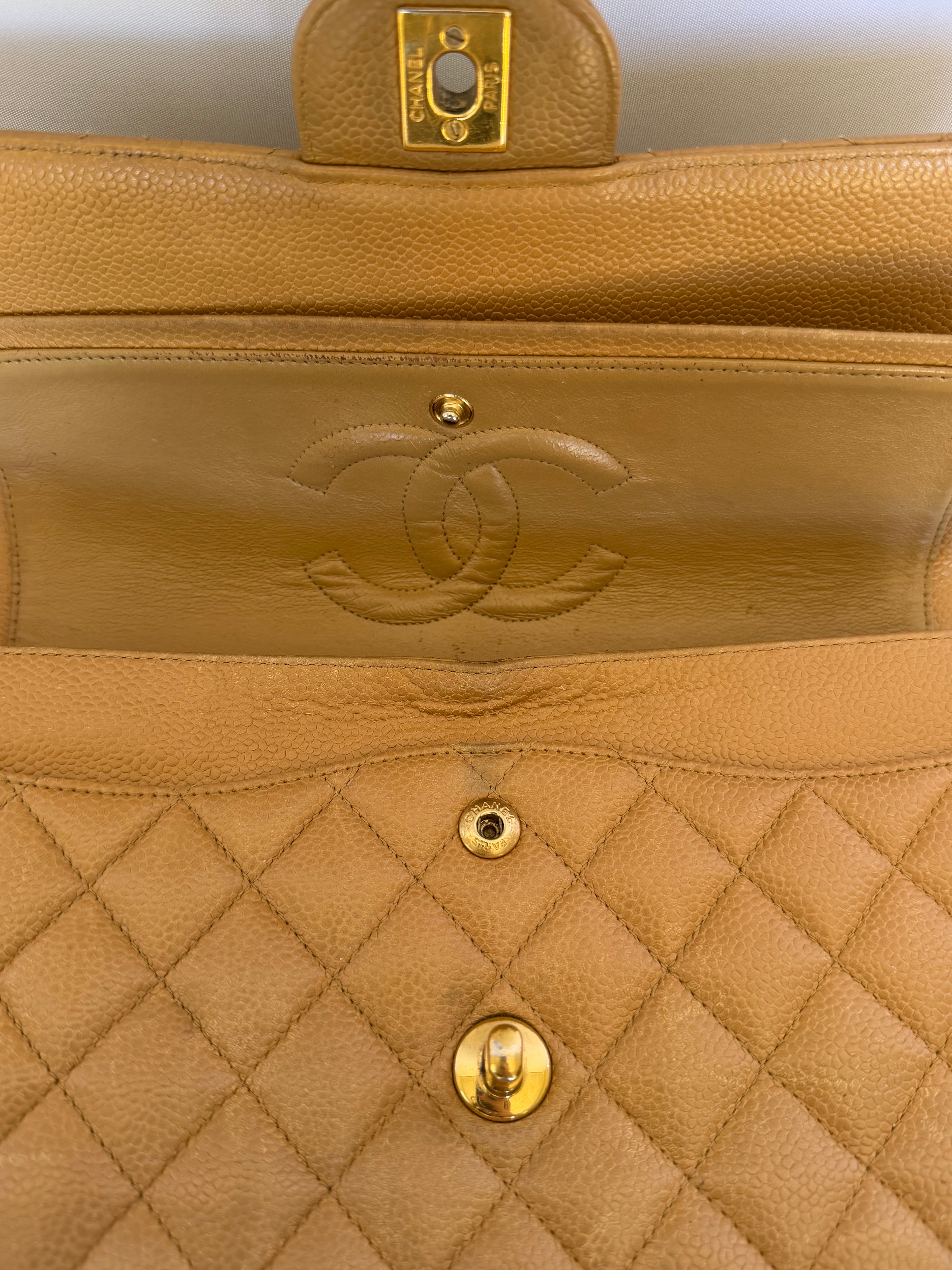 Chanel Medium Classic Flap Bag - Beige Caviar Leather