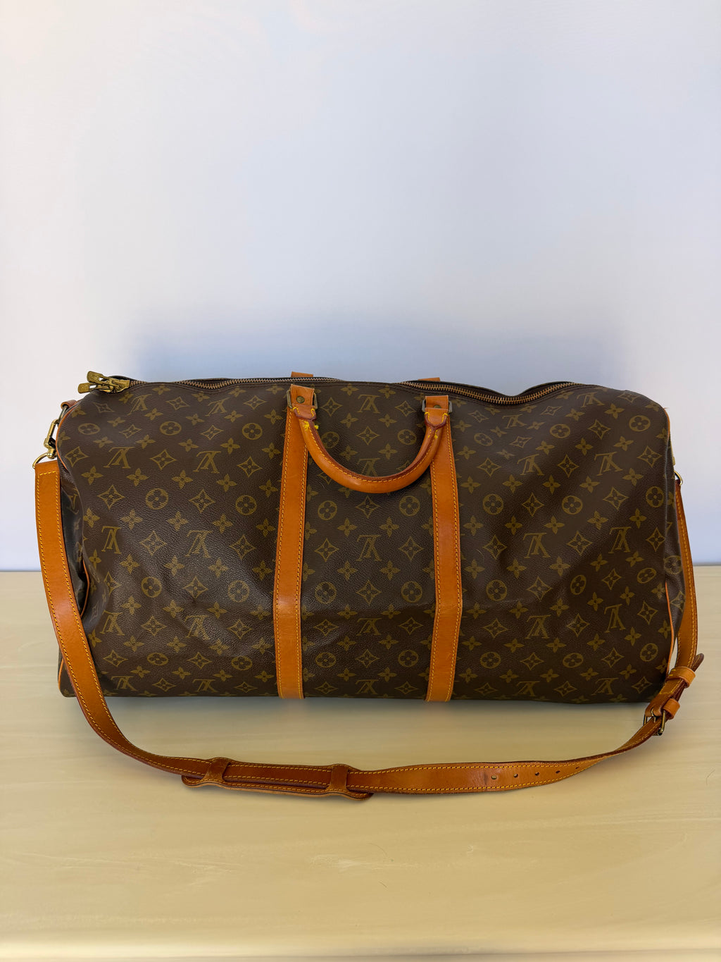 Louis Vuitton Vintage Monogram Keepall 60 Bandoulière Travel Duffel Bag with Strap