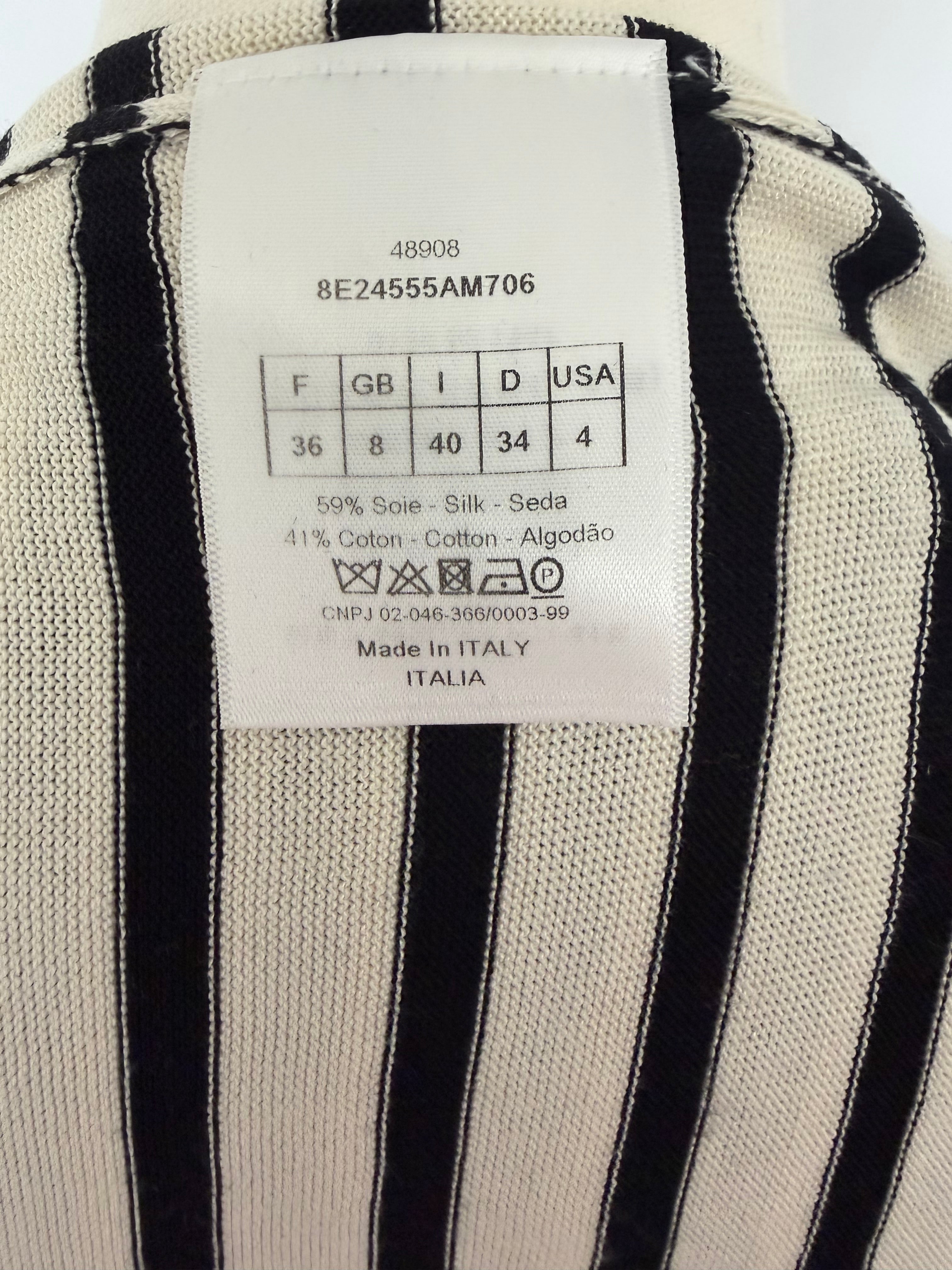 Christian Dior J’Adior White Striped Knit Top | Dior Logo Short Sleeve Sweater Made in Italy | Luxury Designer Tee