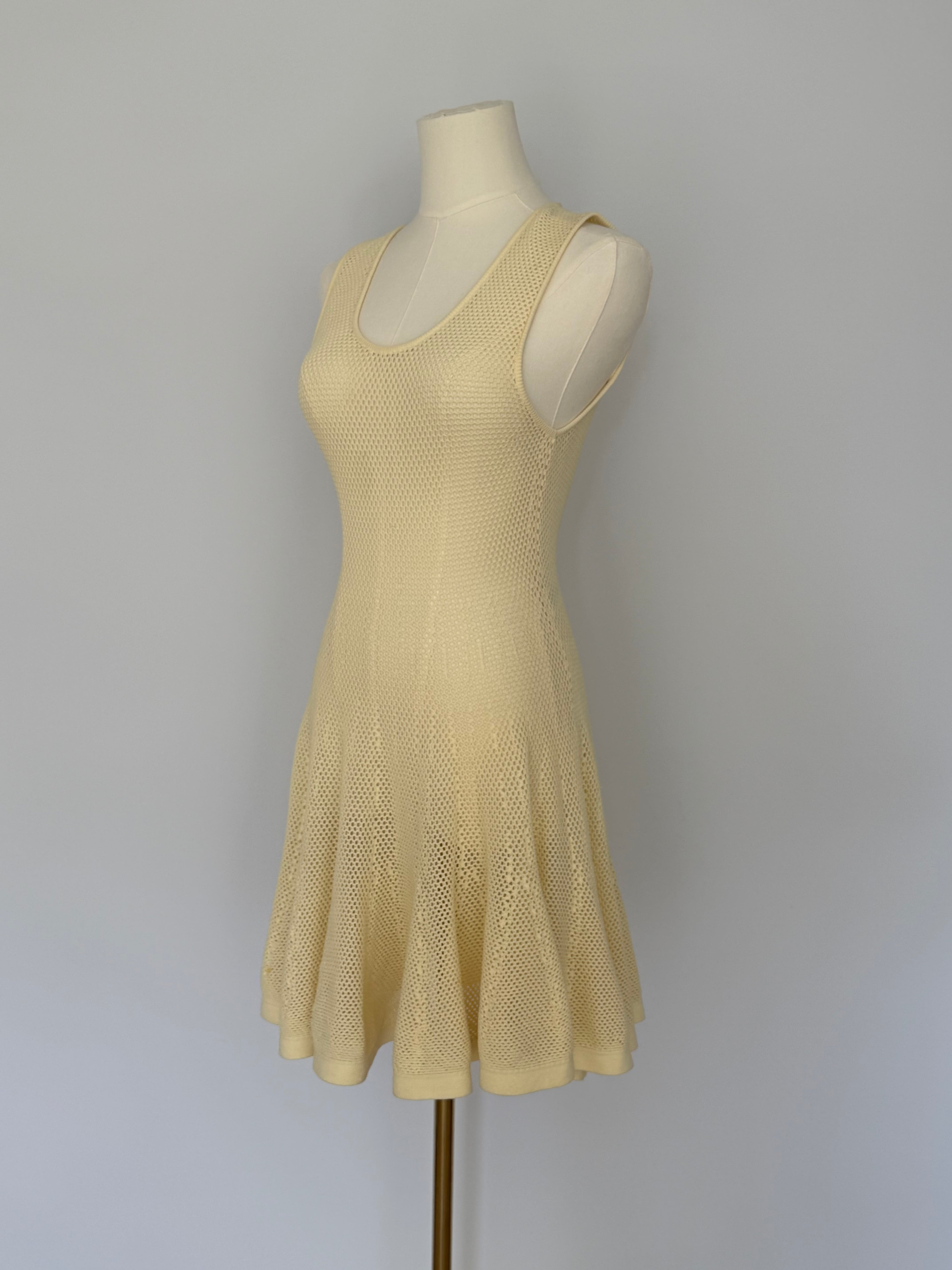 Alaïa Paris Cream Knit Flared Mini Dress | Iconic Fit & Flare Stretch Dress Size 40