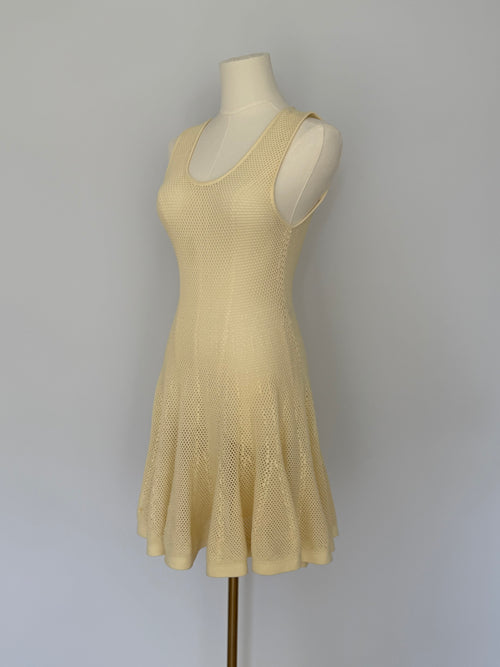 Alaïa Paris Cream Knit Flared Mini Dress | Iconic Fit & Flare Stretch Dress Size 40