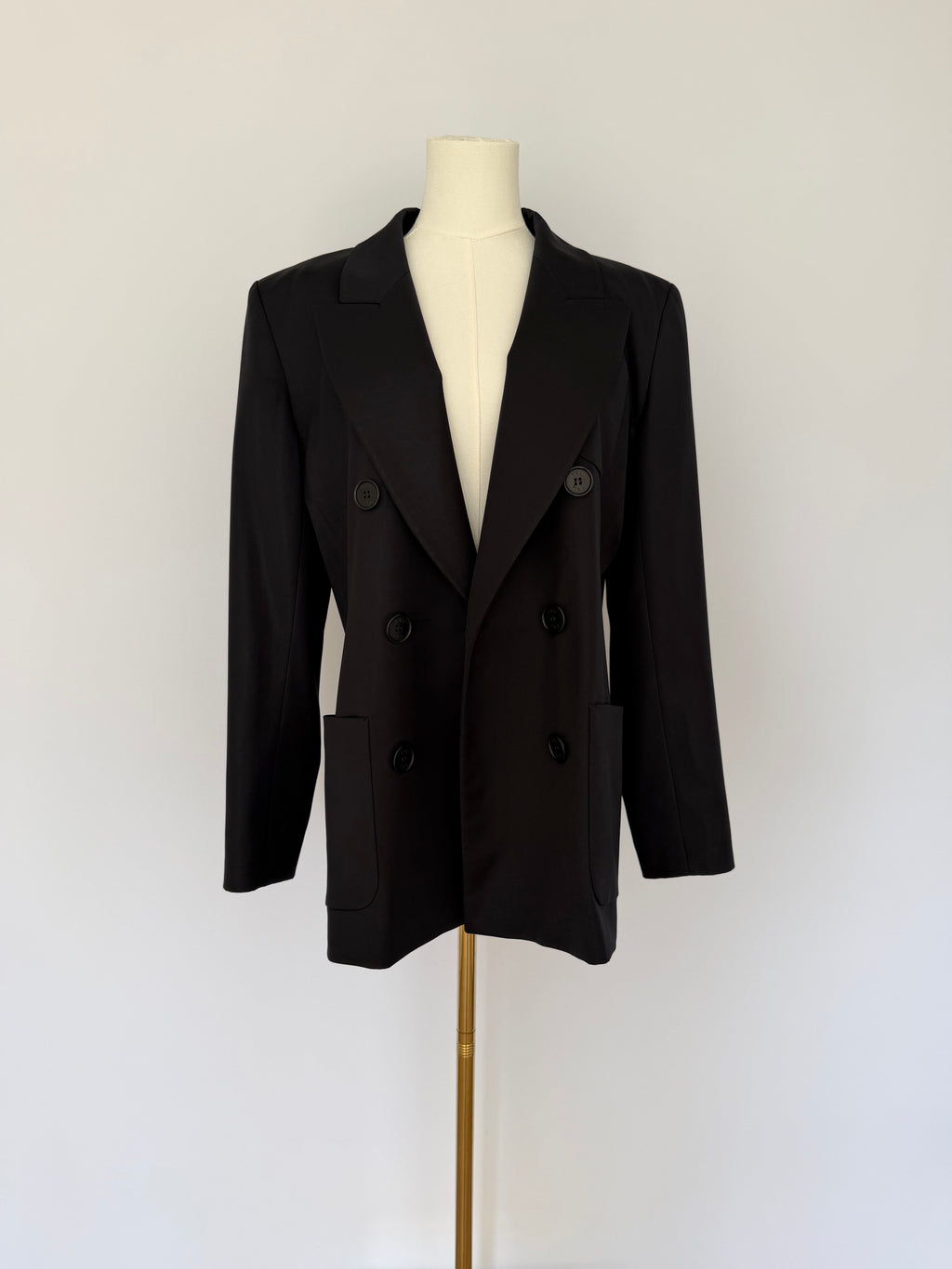Vintage Yves Saint Laurent Black Double Breasted Blazer | YSL Tailored Jacket Made in France | Classic Power Suit