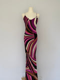Emilio Pucci Silk Jersey Maxi Dress Pink Swirl Print | Vintage Y2K Bodycon Slip Gown
