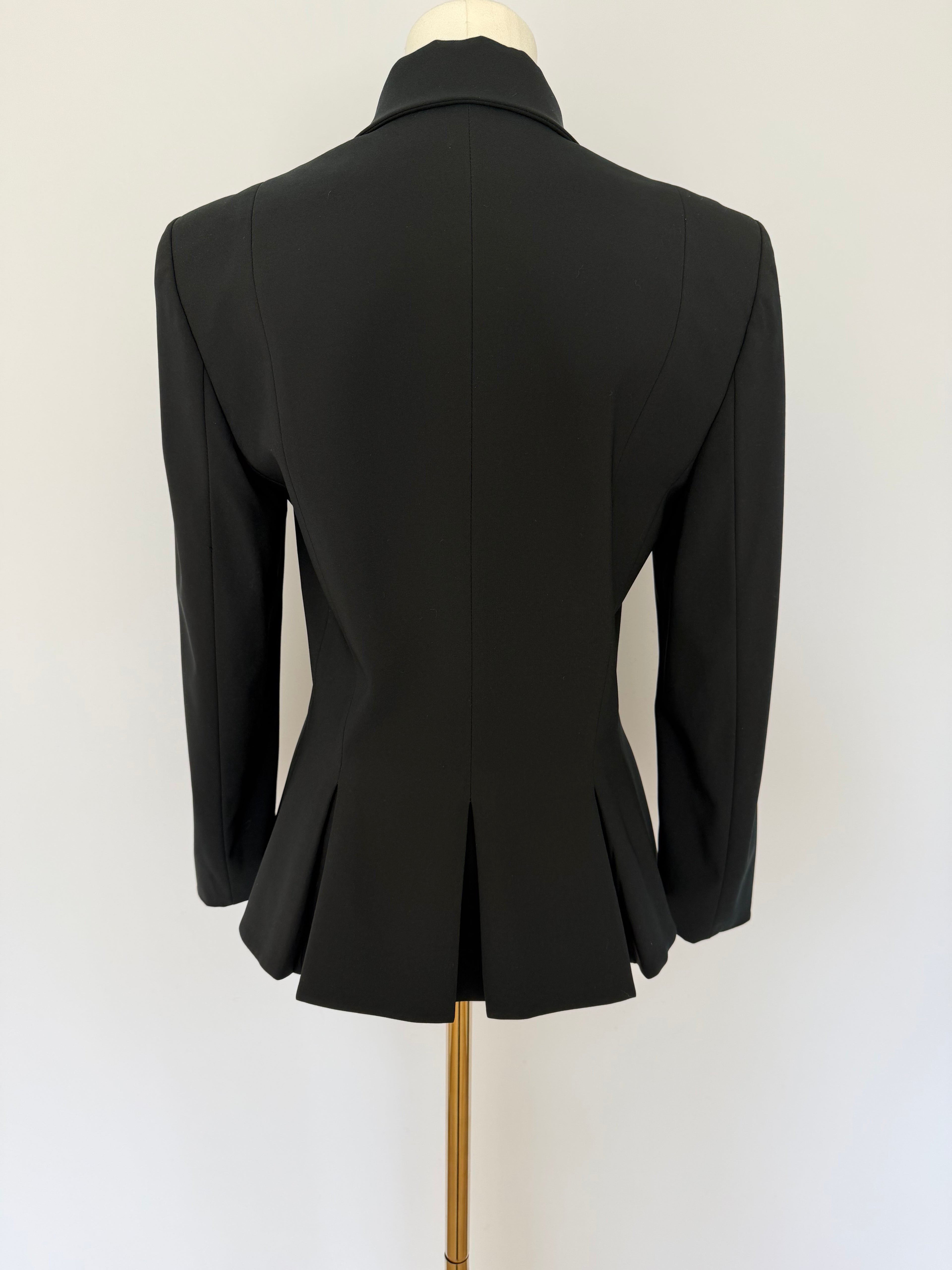 Givenchy Paris Black Structured Peplum Blazer Jacket | Tailored Button Front Designer Jacket Size 40