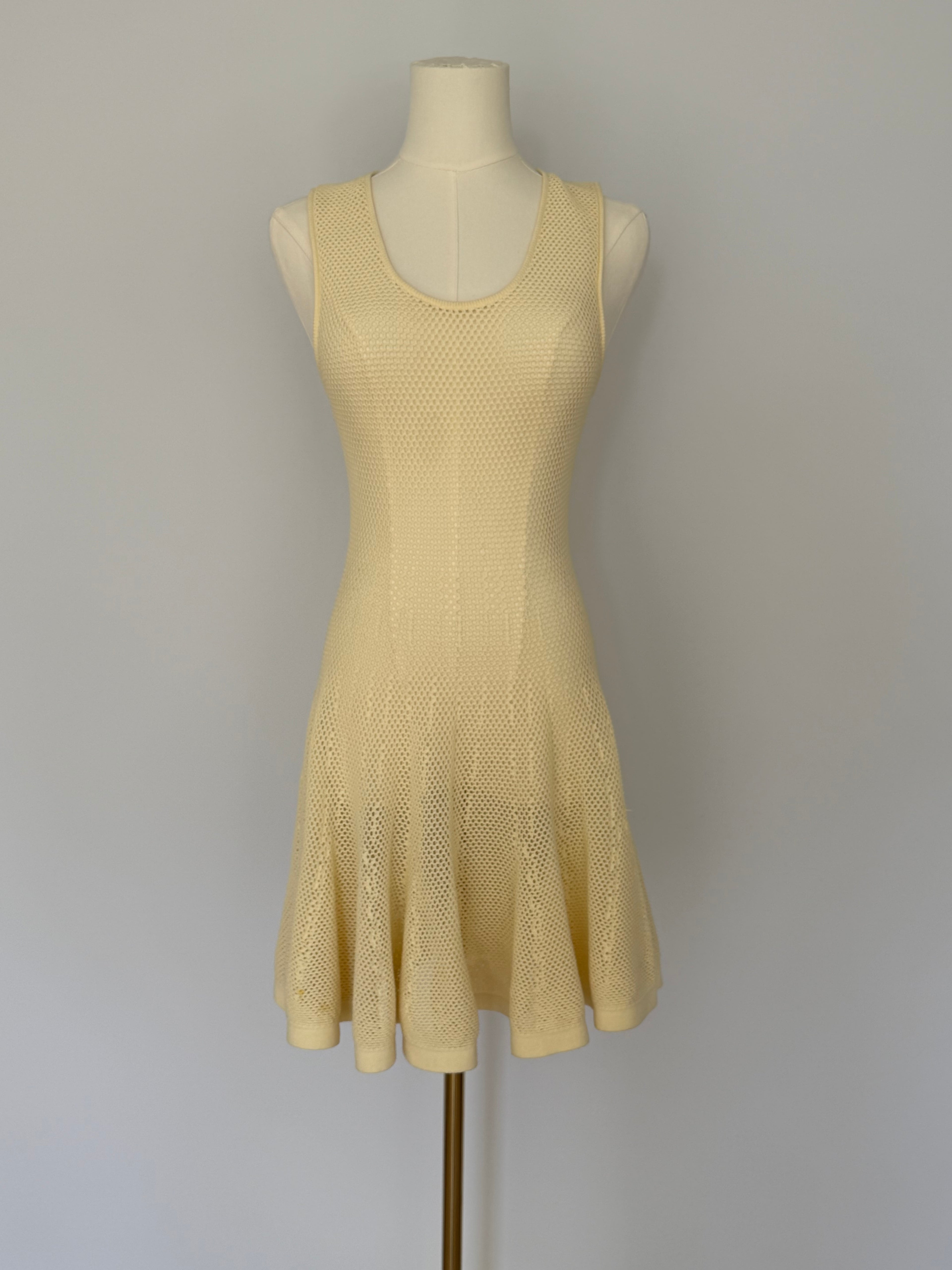 Alaïa Paris Cream Knit Flared Mini Dress | Iconic Fit & Flare Stretch Dress Size 40