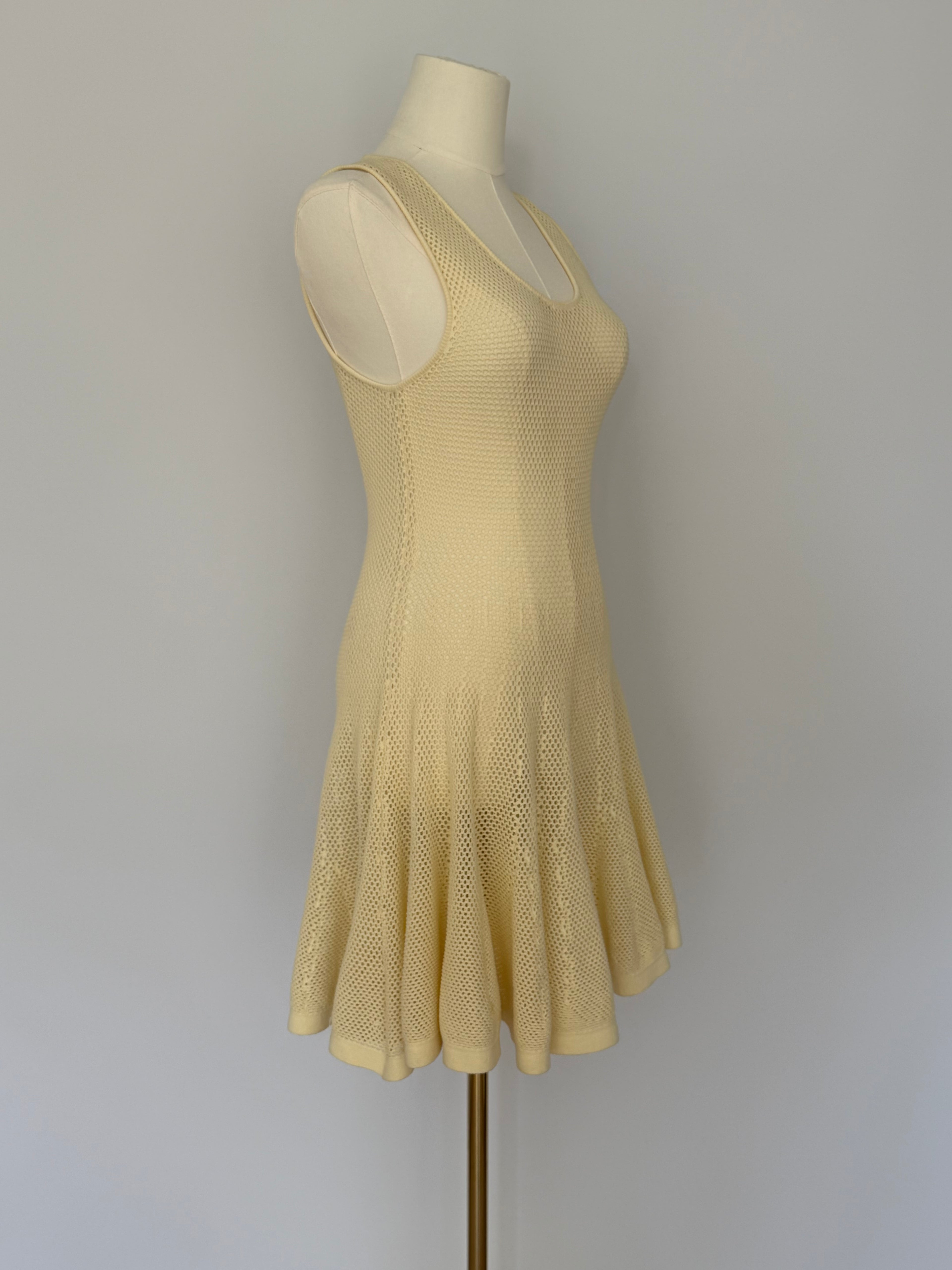 Alaïa Paris Cream Knit Flared Mini Dress | Iconic Fit & Flare Stretch Dress Size 40