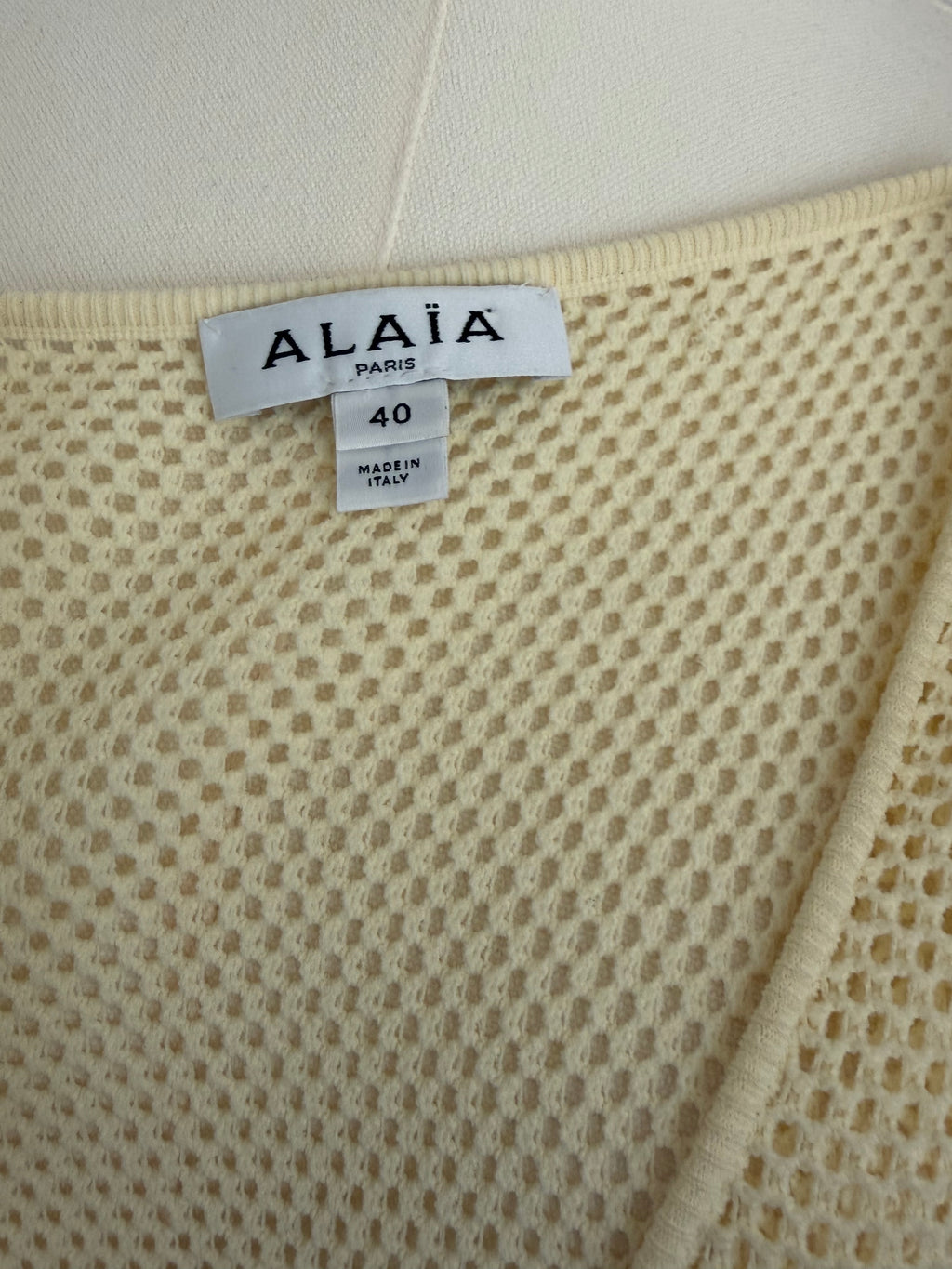 Alaïa Paris Cream Knit Flared Mini Dress | Iconic Fit & Flare Stretch Dress Size 40