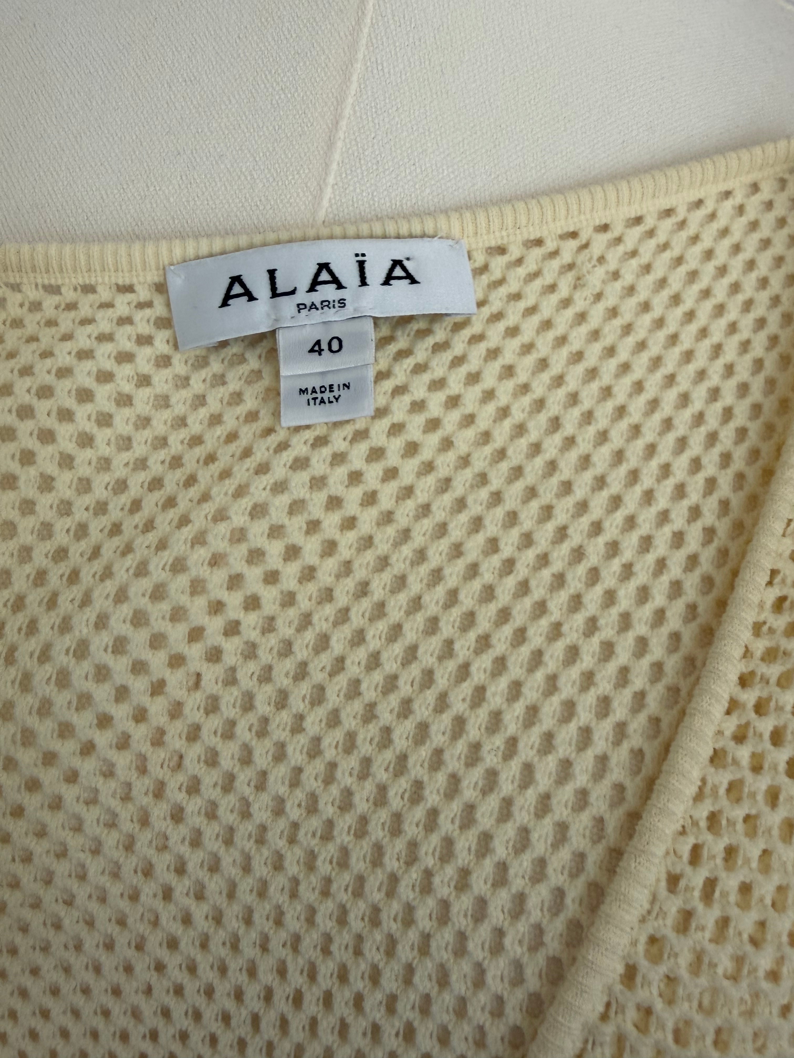 Alaïa Paris Cream Knit Flared Mini Dress | Iconic Fit & Flare Stretch Dress Size 40