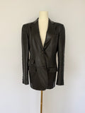 Vintage Gucci Black Leather Blazer Jacket | Tailored Minimalist Tom Ford Era Style