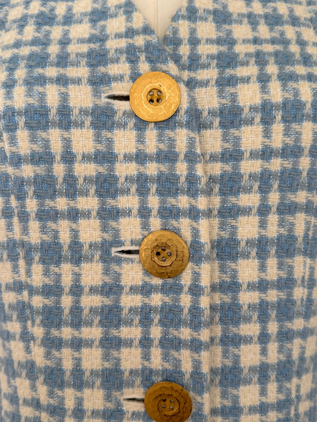 Vintage Yves Saint Laurent Variation Blue & Cream Wool Tweed Blazer | YSL Paris Made in France Jacket Size 38
