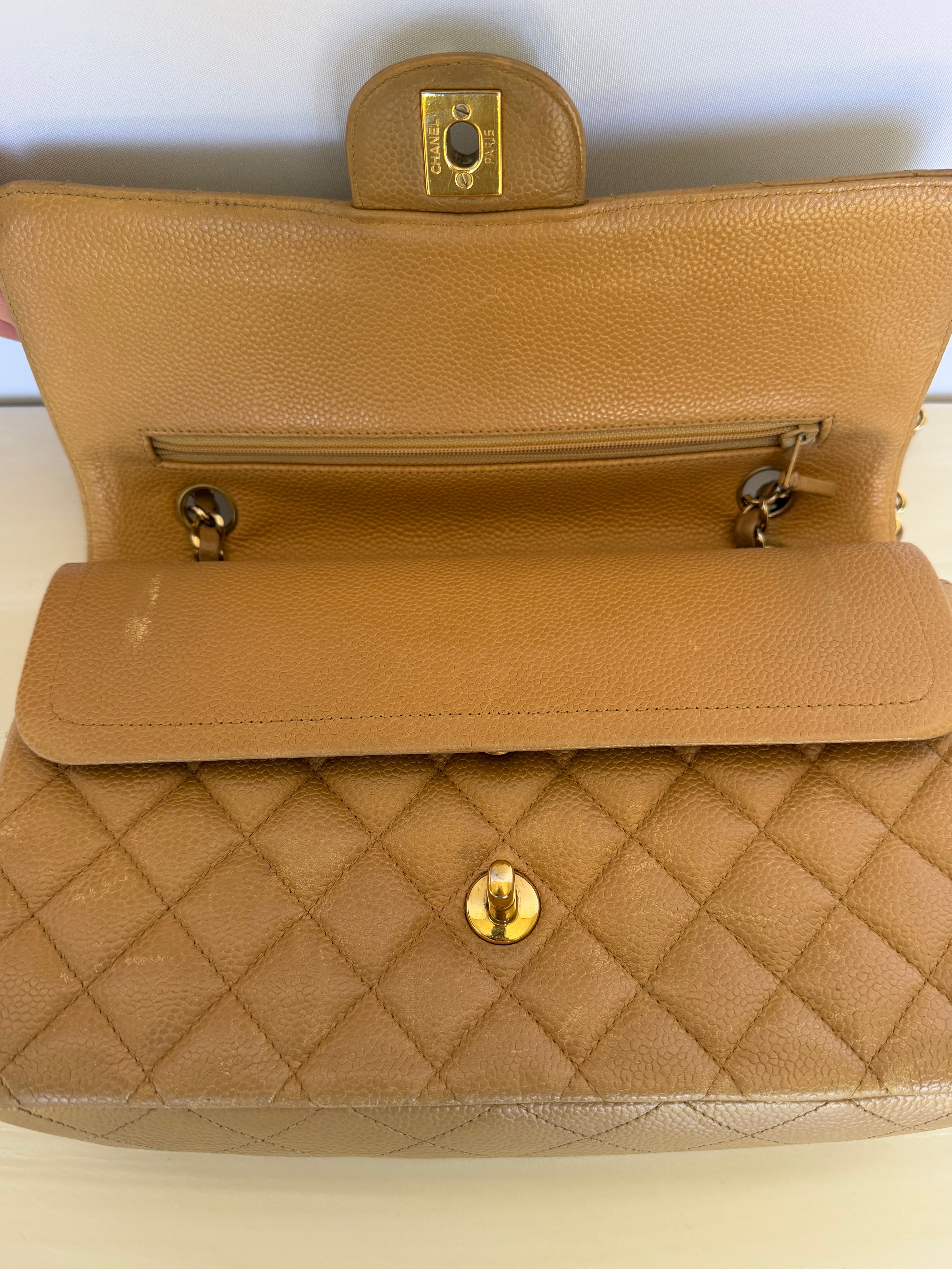 Chanel Medium Classic Flap Bag - Beige Caviar Leather