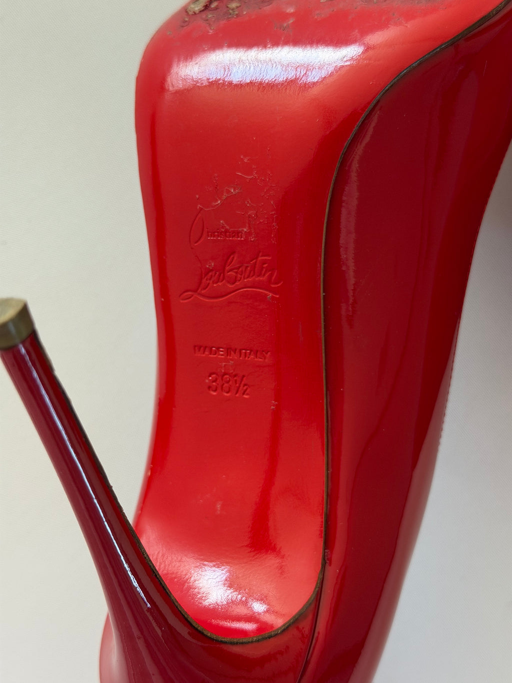 Christian Louboutin Red Patent Leather Fifi Pumps 100  Size 38.5