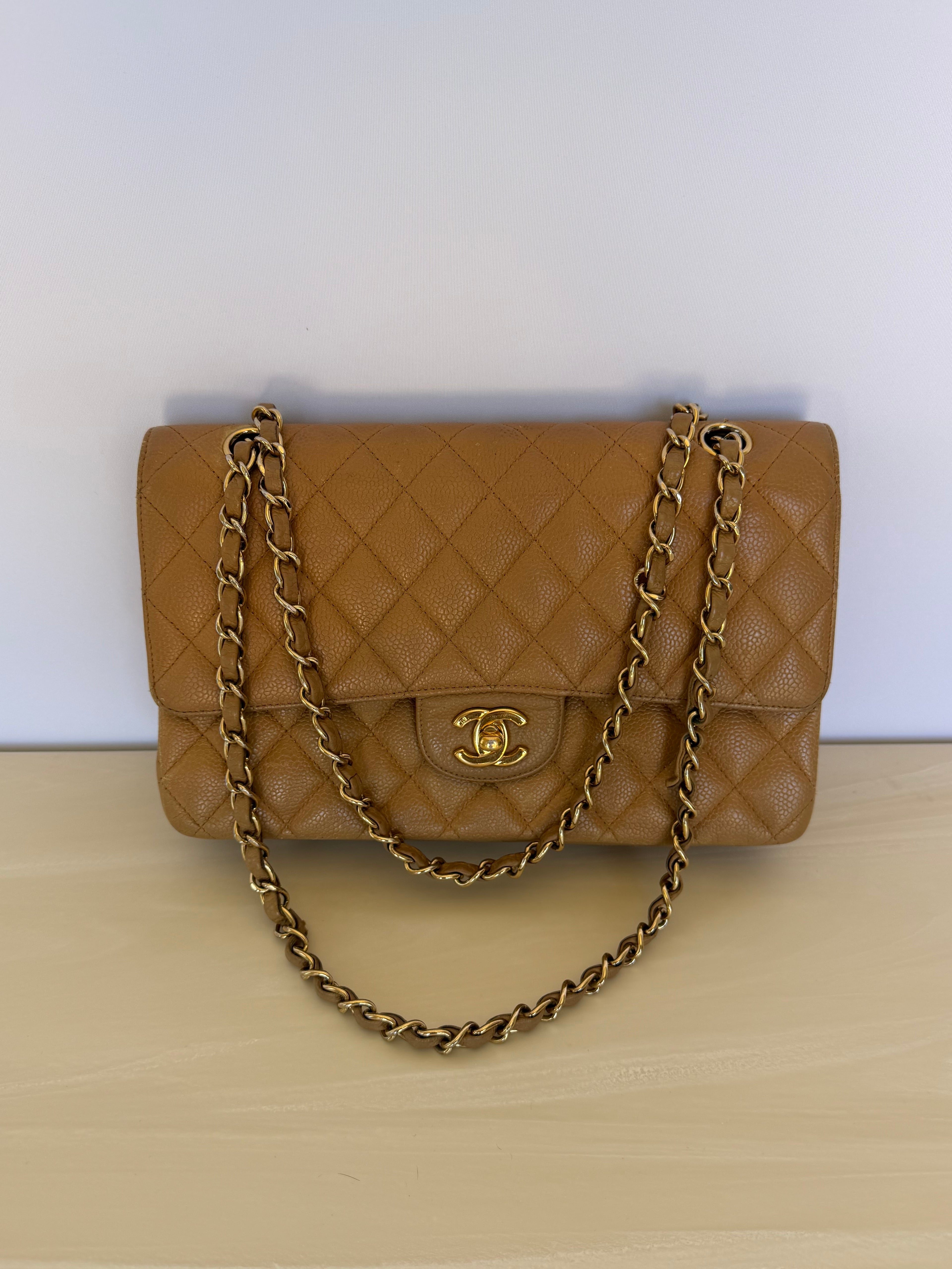 Chanel Medium Classic Flap Bag - Beige Caviar Leather