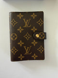 Louis Vuitton Monogram Agenda PM Ring Planner Cover Passport Holder LV Organizer Brown Canvas Gold Hardware Made in Spain
