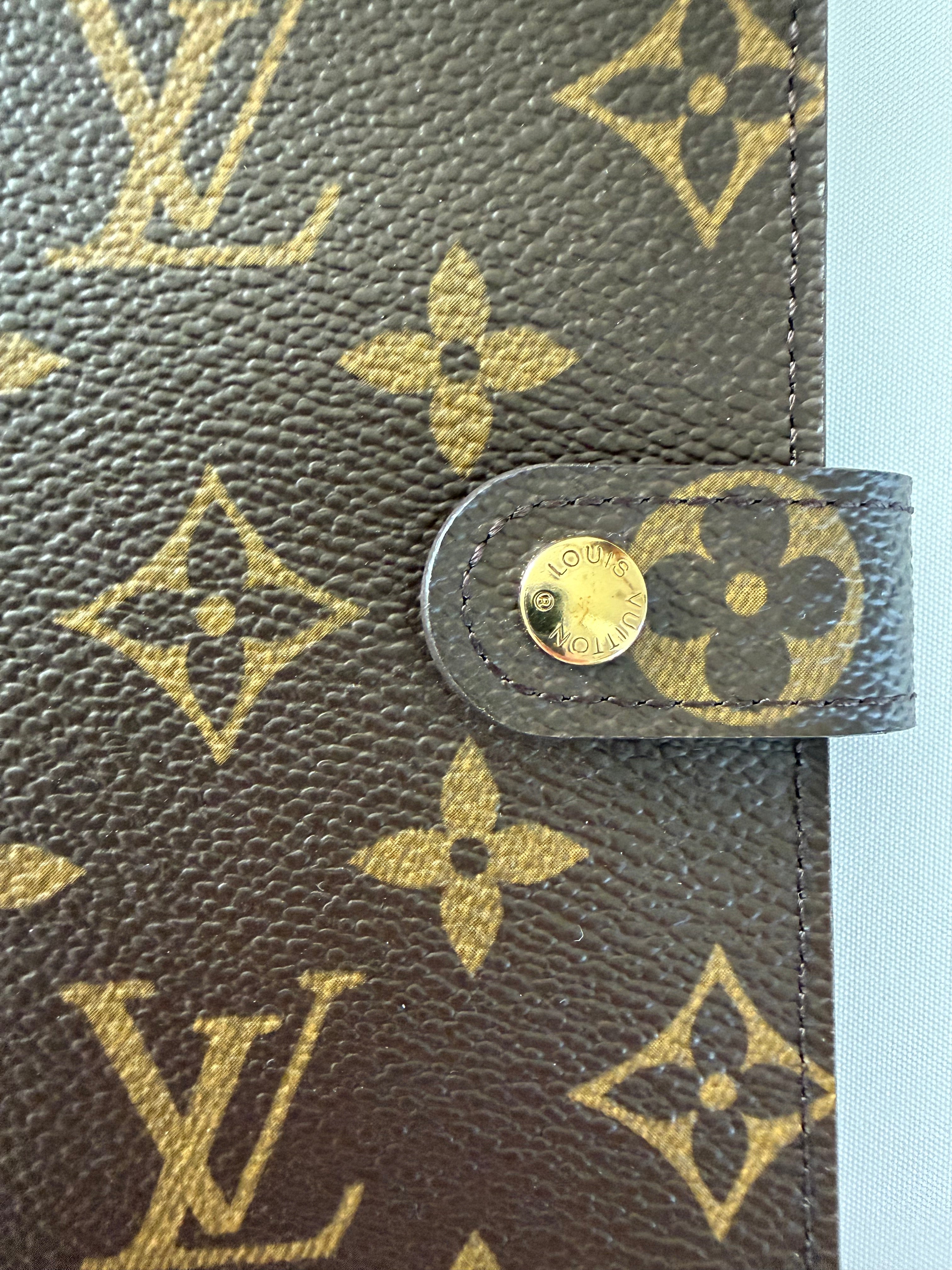 Louis Vuitton Monogram Agenda PM Ring Planner Cover Passport Holder LV Organizer Brown Canvas Gold Hardware Made in Spain