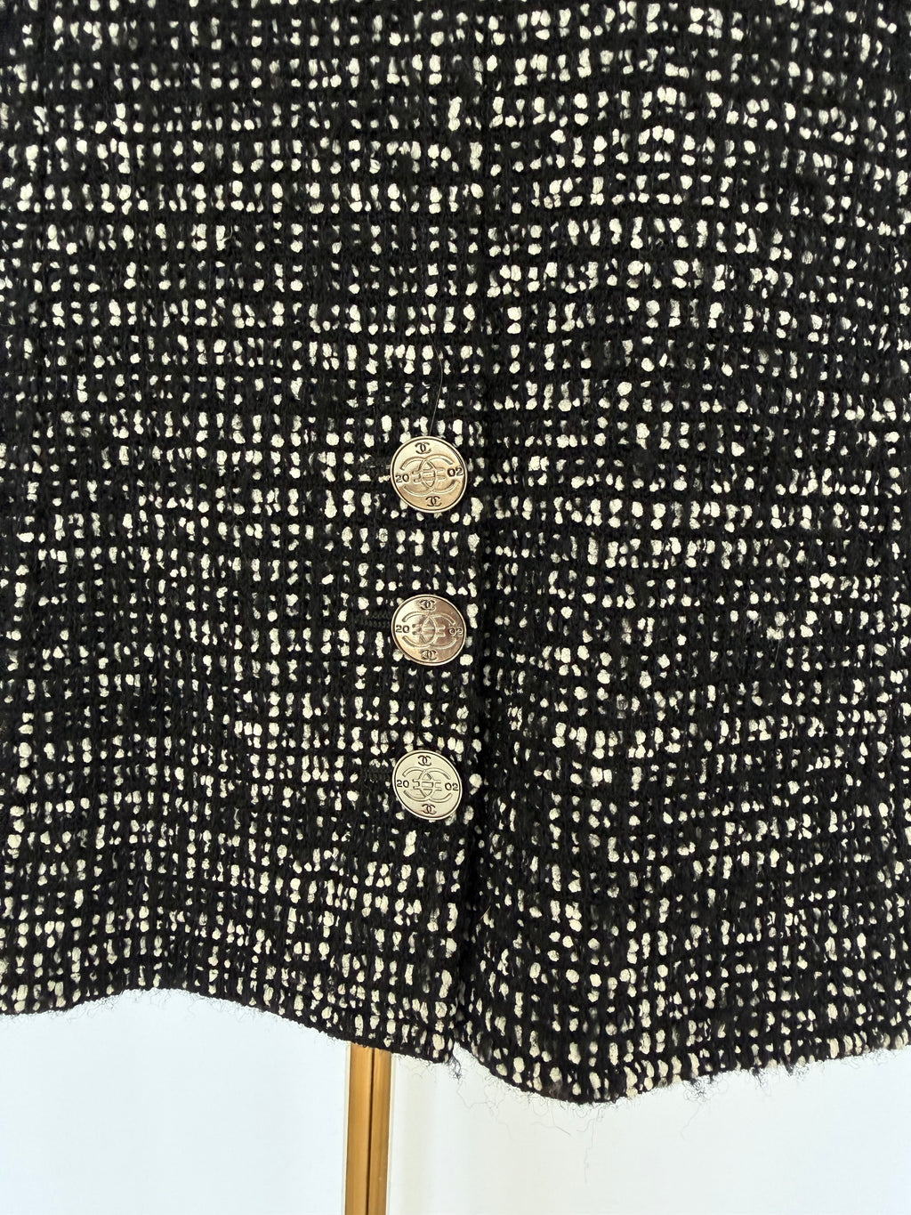 Chanel Black & White Tweed Jacket with CC Logo Buttons | Classic Structured Blazer Size 40