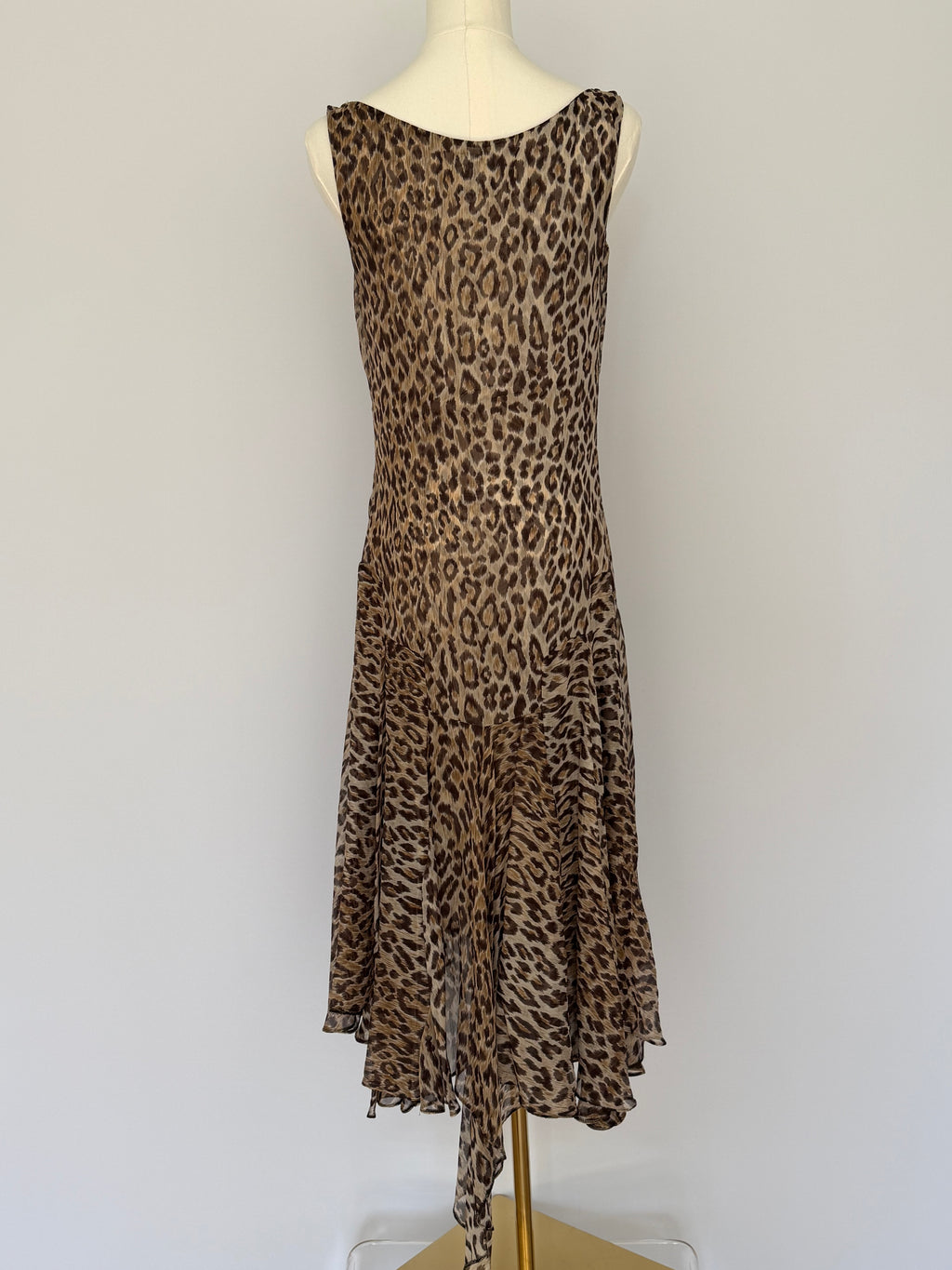 Dolce & Gabbana Leopard Print Silk Chiffon Slip Dress | Vintage Y2K Bias Cut Cowl Neck Midi
