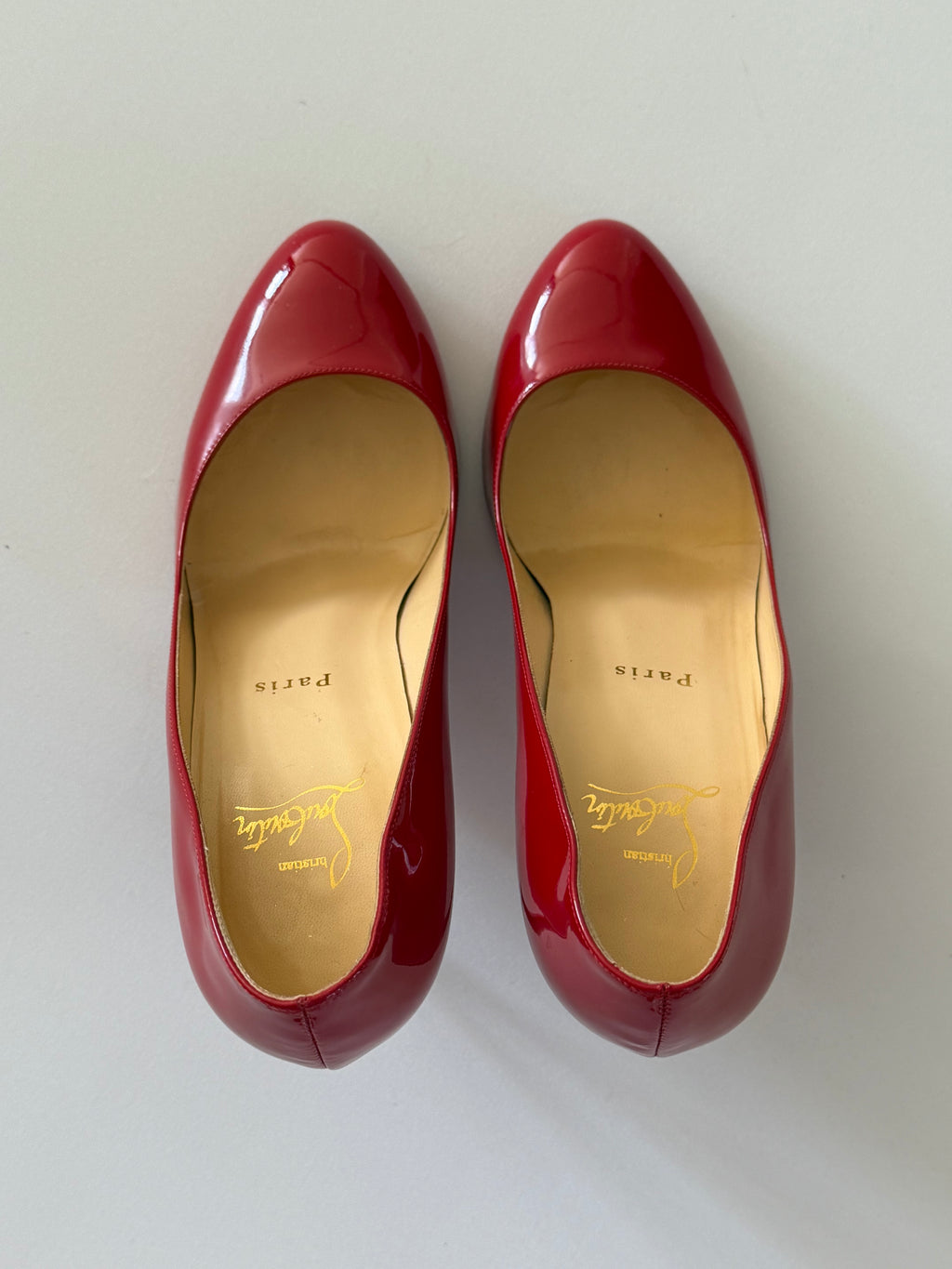 Christian Louboutin Red Patent Leather Fifi Pumps 100  Size 38.5