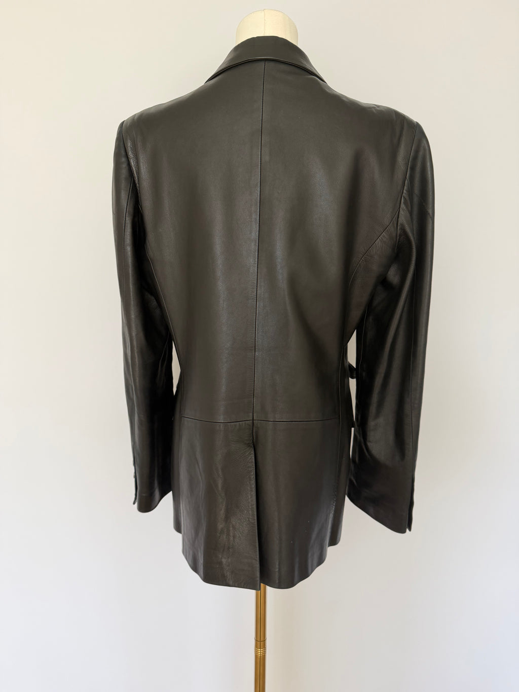 Vintage Gucci Black Leather Blazer Jacket | Tailored Minimalist Tom Ford Era Style