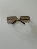 Chanel Rimless CC Logo Sunglasses – Vintage Brown Gradient Square Lens Gold Frame with Crystal Double CC