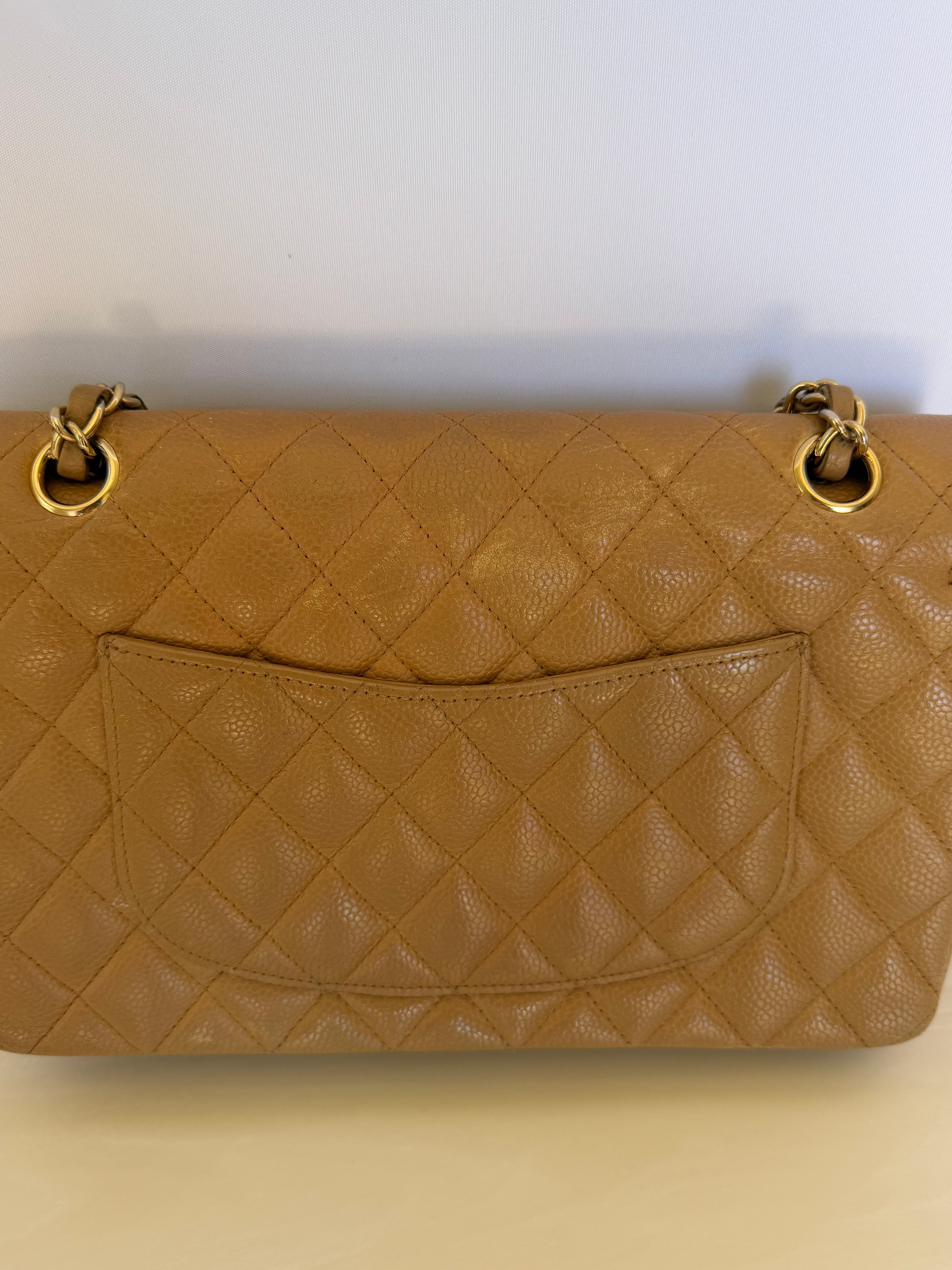 Chanel Medium Classic Flap Bag - Beige Caviar Leather