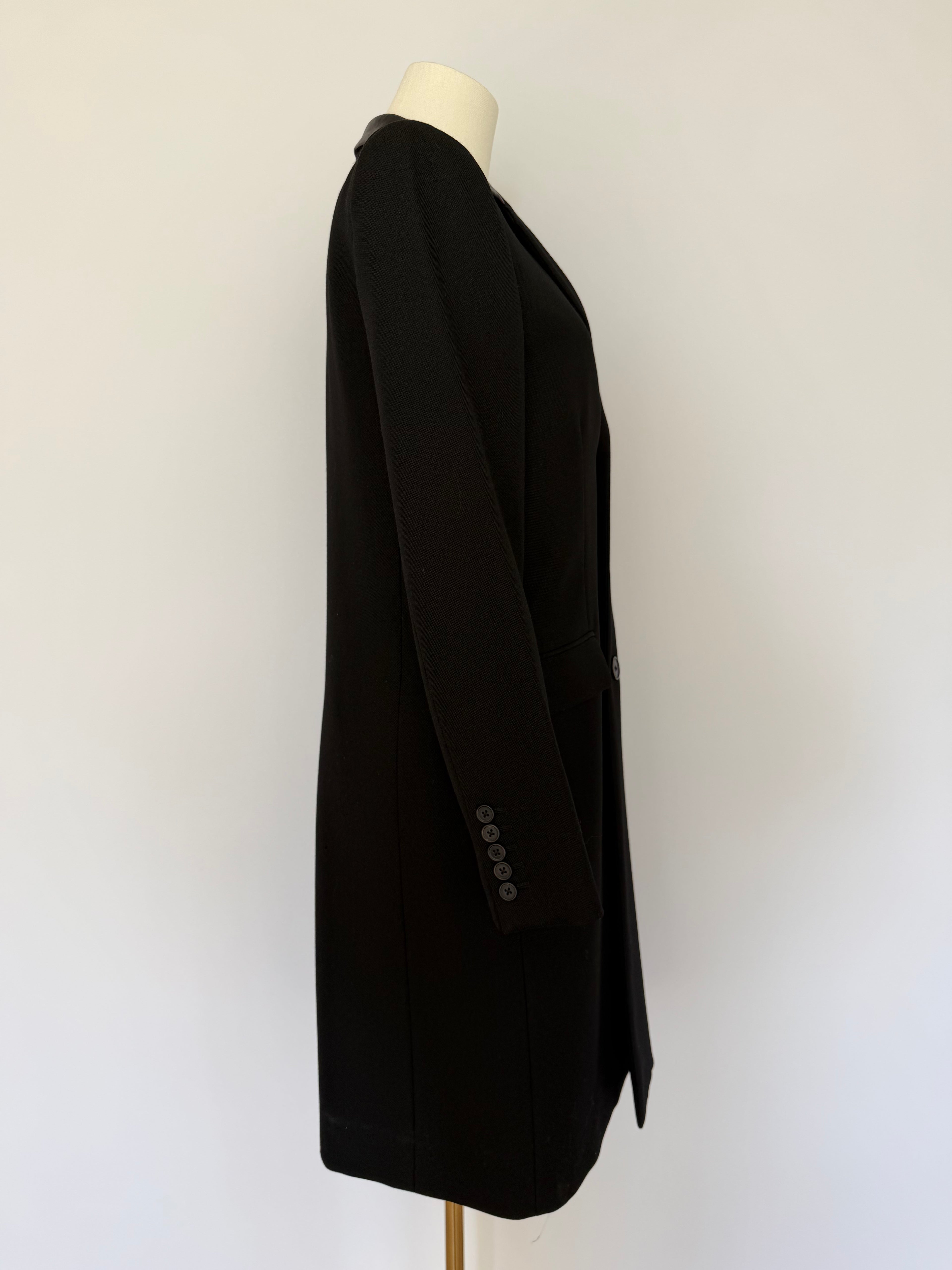 Saint Laurent Paris Black Wool Overcoat with Satin Lapel | Hedi Slimane Era Tailored Coat (2013–2016)