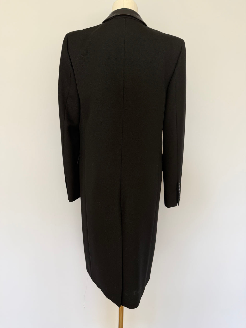 Saint Laurent Paris Black Wool Overcoat with Satin Lapel | Hedi Slimane Era Tailored Coat (2013–2016)