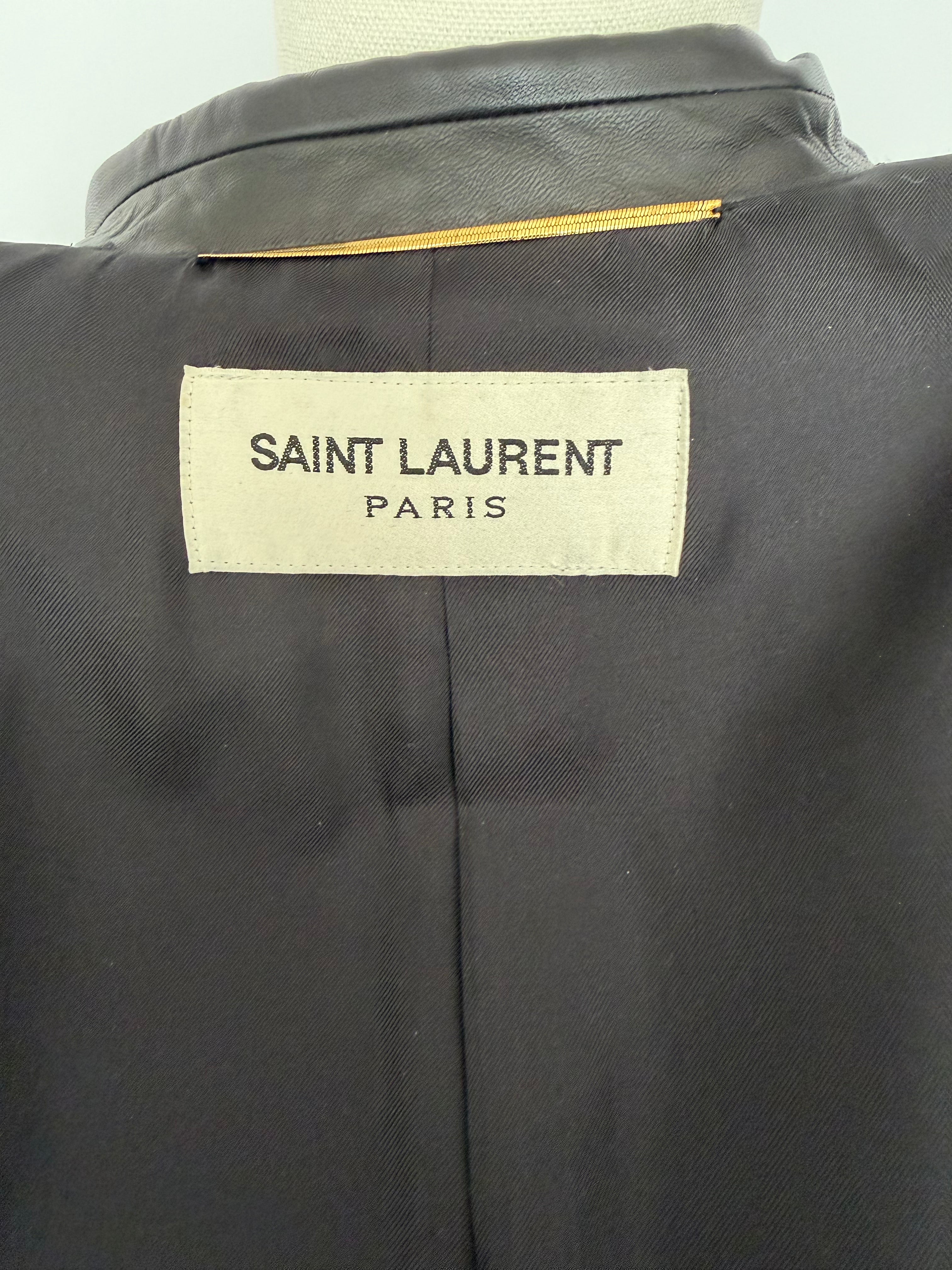 Saint Laurent Paris Black Wool Overcoat with Satin Lapel | Hedi Slimane Era Tailored Coat (2013–2016)